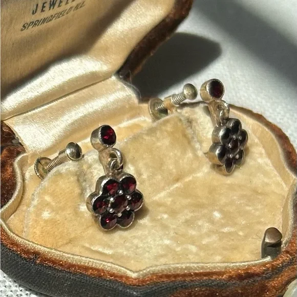 Antique Garnet Gold Gilt Eearrings